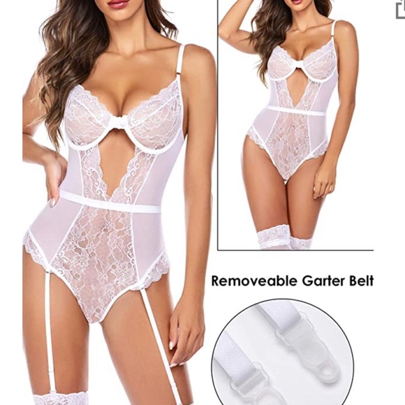 Other - White bodysuit garter lingerie